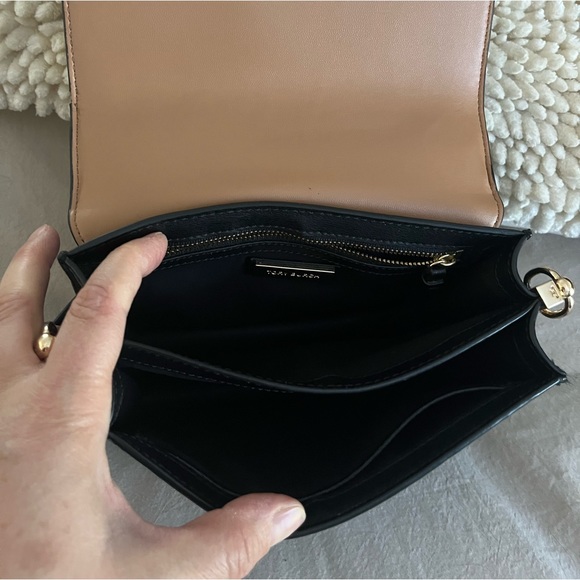 Authentic TORY BURCH Logo Chain Shoulder Bag Leather Black - Picture 5 of 13